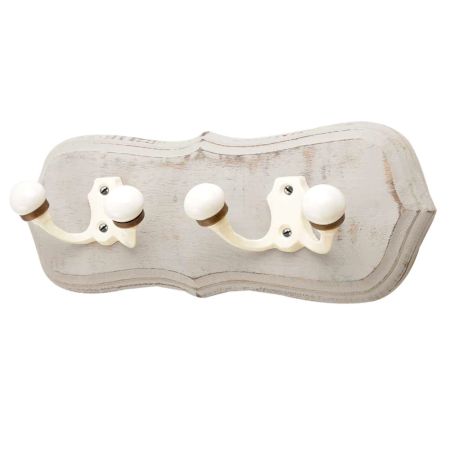 Grey Cream Double Loop Ceramic Iron Wooden Hooks